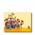 Postkarte "Bauernhof" mit Spruch: Fantasie bringt dich überall hin. Man sieht einen Traktor und mehrere Tiere